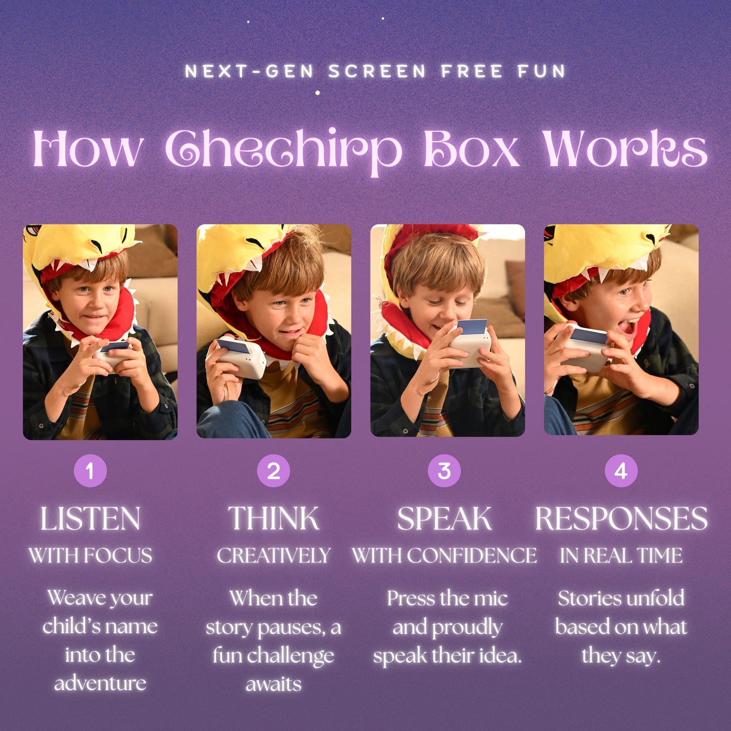 Chechirp Box, Clutter Free, Screen Free Imaginative Play.